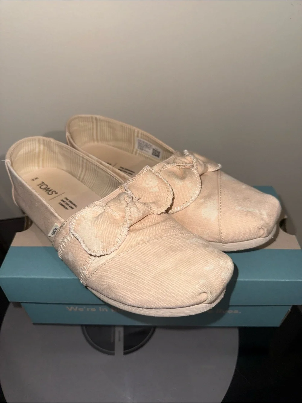 TOMS Alpargata Natural Multi Sun Canvas Slip-On with Bow